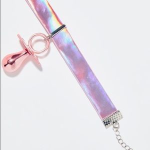 Pink Holographic Pacifier Choker [DOLLSKILL]